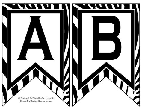 Free printable alphabet letters banner flag letter pdf templates. 5-inch-swallowtail-black-zebra-printable-banner-letter ...