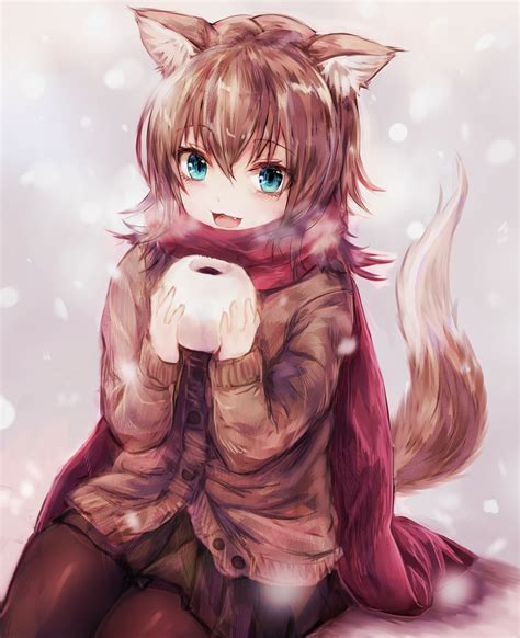 Anime Girl With Wolf Ears And Tail Drawing