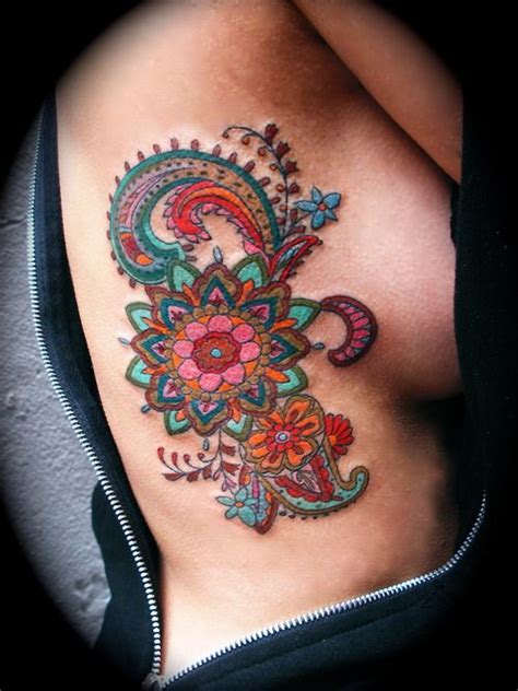 Beautiful vector floral elements in indian mehndi style. Vibrant Paisley Side Body Tattoo | Amazing Tattoo Ideas