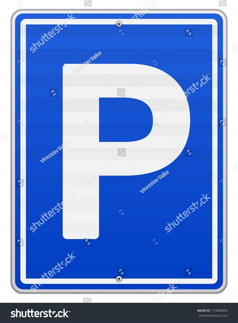 Isolated Parking Sign Blue Roadsign With Letter P On