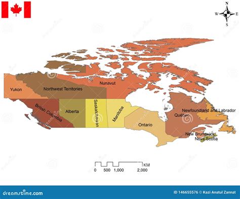 Canadian Map Of Ten Provinces And Three Territories Stock Illustration