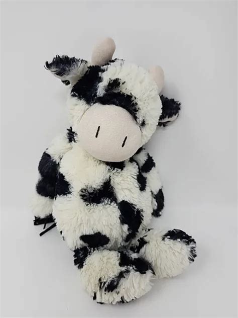 Jellycat Stuffed Animal Bashful Calf Cow Black White Plush Medium 12