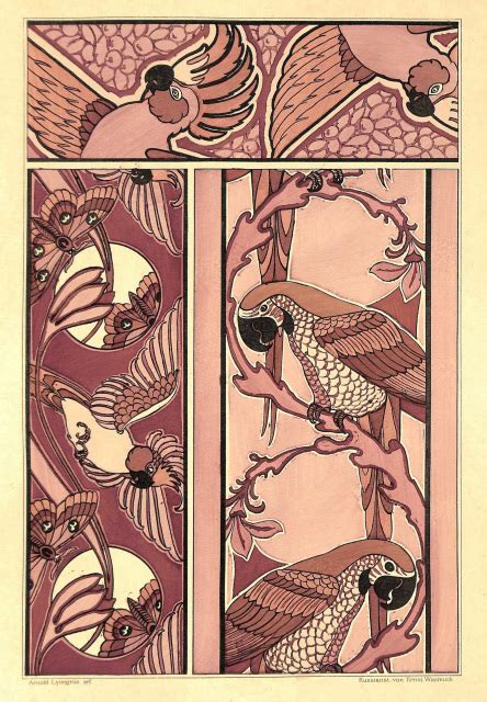 Parrot No 19 Art Nouveau Antique Matted Print Lyongrun 1899