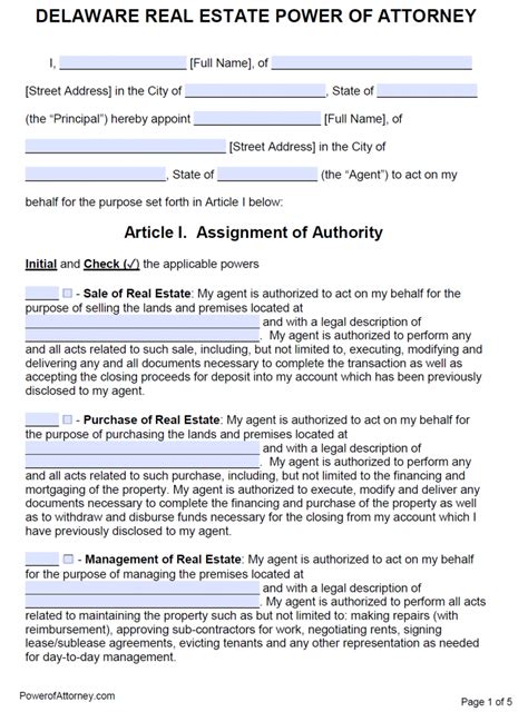 Free Delaware Power Of Attorney Forms Pdf Templates