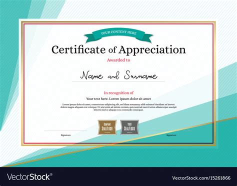 Modern Certificate Of Appreciation Template On Vector Image