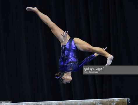 sarah finnegan of lsu on the beam during the ncaa women s gymnastics female gymnast