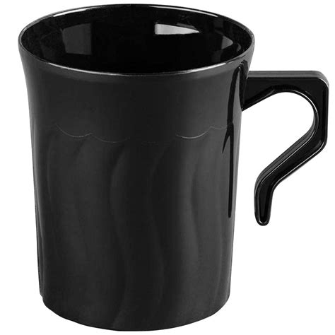 Fineline Flairware Black 208 Bk 8 Oz Plastic Coffee Mug 8 Pack