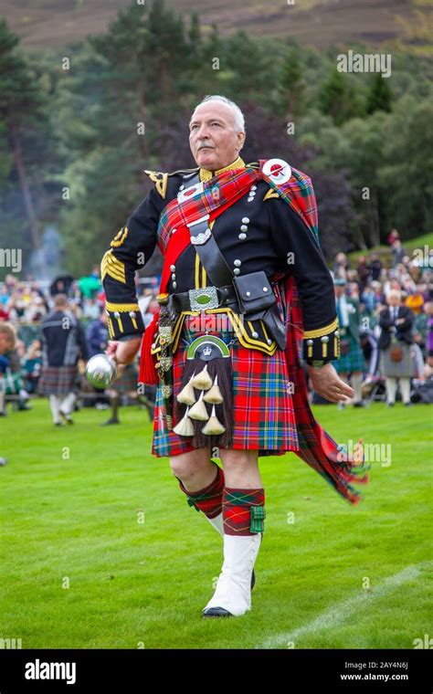 Scottish Pipe Band Drum Major In Highland Dress At Braemar Highland