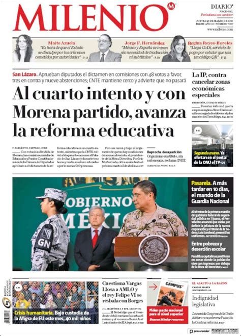 Periódico Milenio México Periódicos De México Edición De Jueves 28