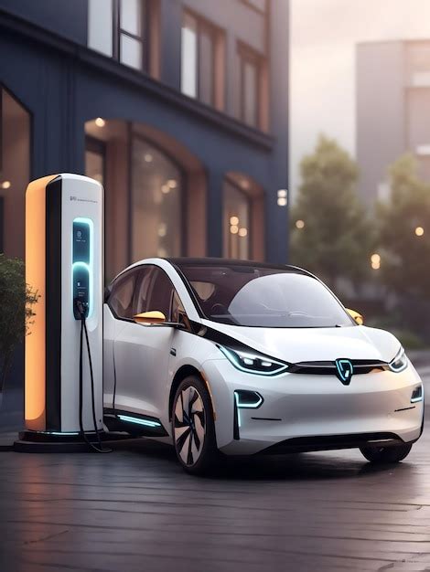 Premium Ai Image The Electric Car Is On Charge Generative Ai