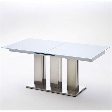 Massimo White Extending Frosted Glass Dining Table 160 To 200 Cm Dining Table Glass Dining
