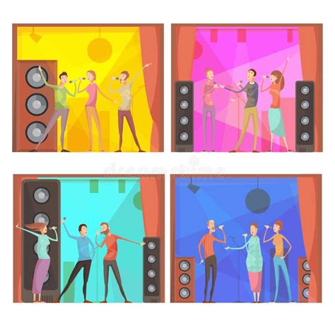 Karaoke Party Compositions Set Stock Illustrations 31 Karaoke Party
