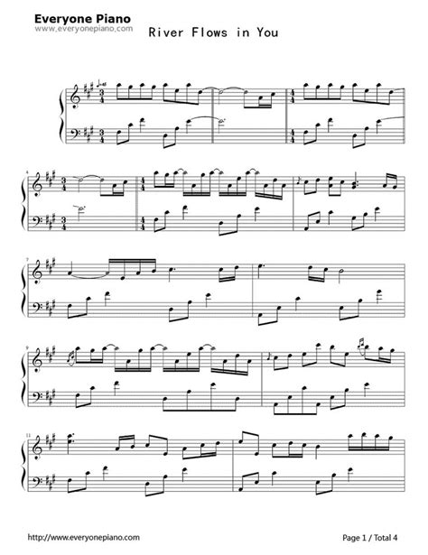 River Flows In You Sheet Music Chords River Flows In You Yiruma Stave