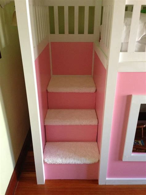This loft bed has a large underneath space for you, where can accommodate different items, such as desk, dressing table, sofa or twin bed. Ana White | Playhouse loft bed with stairs - DIY Projects