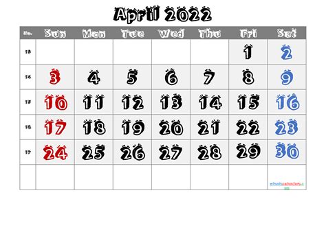 April 2022 Printable Calendar With Week Numbers Free Premium