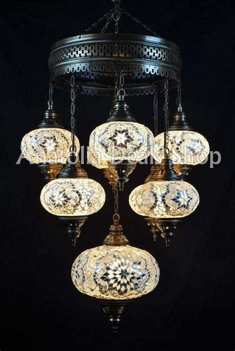 9 Piece Mosaic Lamp Turkish Lamp Ottoman Lighting Chandelier Chandelier