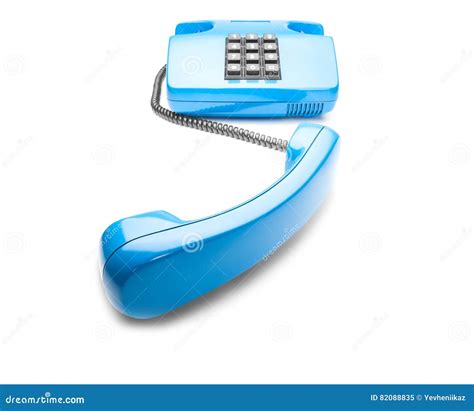 Blue Landline Phone On Isolated Background With A Shadow Stock Image