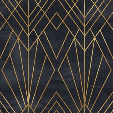Art Deco Peel And Stick Wallpaper Removable Geometric Black And Gold