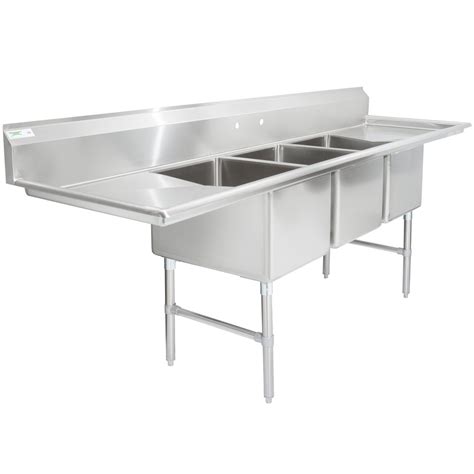 Regency 106 16 Gauge Stainless Steel Three Compartment Commercial Sink