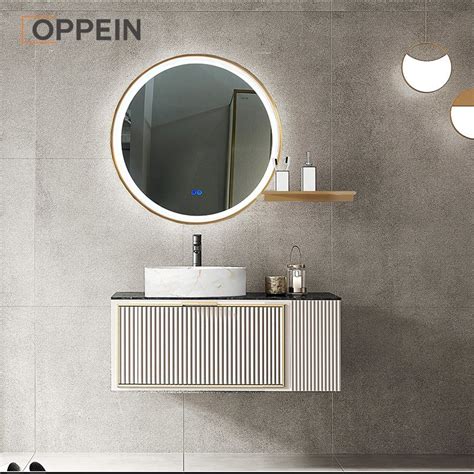 Oppein New Design Modern Grey And White Bathroom Vanity With Mirror