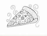 Pizza Pepperoni Coloring Drawing Template sketch template
