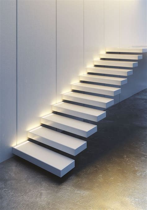 Lighting Staircase Upon A Polished Concrete Floor In Microverlayâ