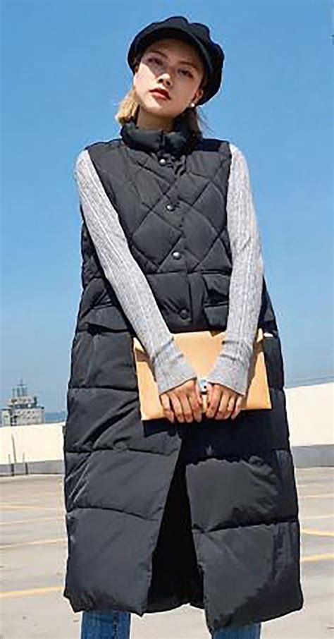 Womens Long Vest Sleeveless Down Slim Quilted Korean For Winter Winter Coats Women Winter