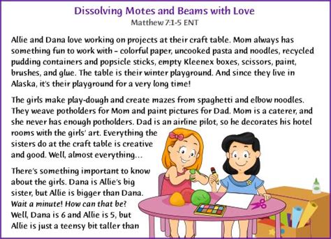Dissolving Motes And Beams With Love Story Kids Korner Biblewise