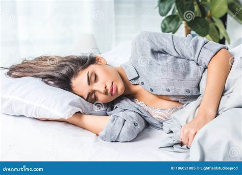 Young Woman In Lingerie On Bed Stock Image Image Of Pretty Seductive
