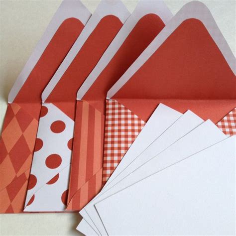 Set Of 4 Handmade Envelopes W Matching Notecards Shades Of Red