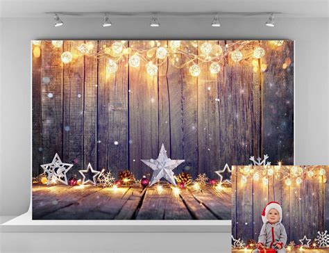 Hellodecor Polyester Fabric Christmas Wood Backgrounds For Photography