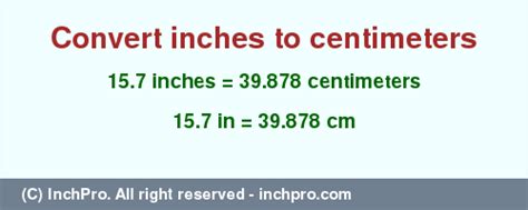 Inches or cm the si base unit for length is the metre. 15.7 inches in cm - Convert 15.7 inches to centimeters ...