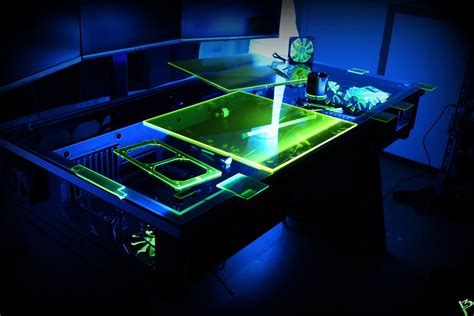 Great Computer Desk With Futuristic Design And Equipped With Three Lcd