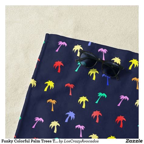 Funky Colorful Palm Trees Tropical Beach Towel Beach Towel Beach Towels Tropical Beach