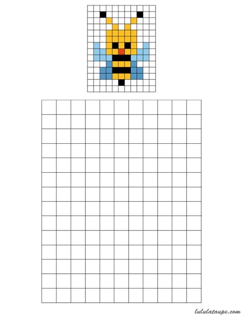Grille pour pixel art a imprimer. Reproduire une abeille sur quadrillage - Lulu la taupe ...