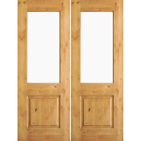 Krosswood Doors 72 In X 80 In Rustic Knotty Alder Half Lite Clear