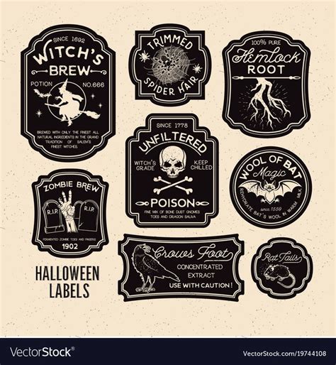 Halloween Bottle Labels Potion Labels Vector Illustration Download A