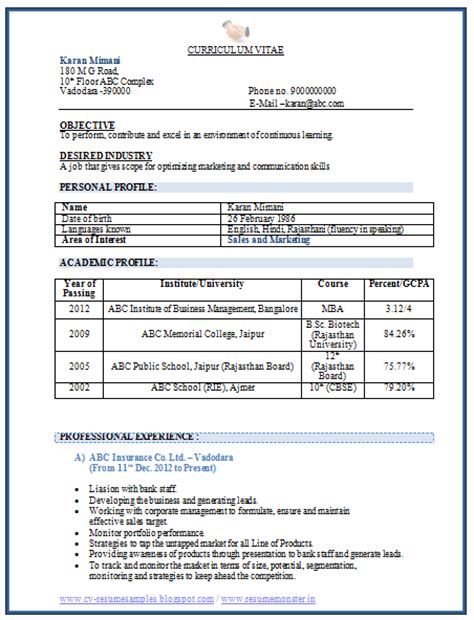 All the resume samples and formats are available to save in pdf and word format which can be used for job interviews. Over 10000 CV and Resume Samples with Free Download: MBA ...