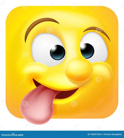 Funny Cheeky Emoji Emoticon Icon Cartoon Character Vector Illustration
