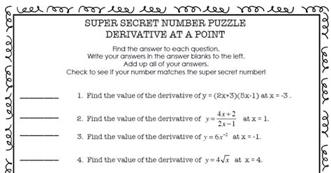 U = x math 1a: Derivative Worksheet With Answers Pdf - worksheet