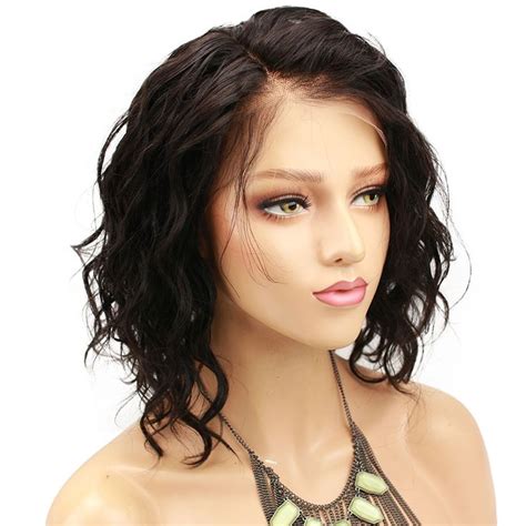 Short Bob Lace Front Wavy Human Hair Wigs Side Part Virgin Human Hair