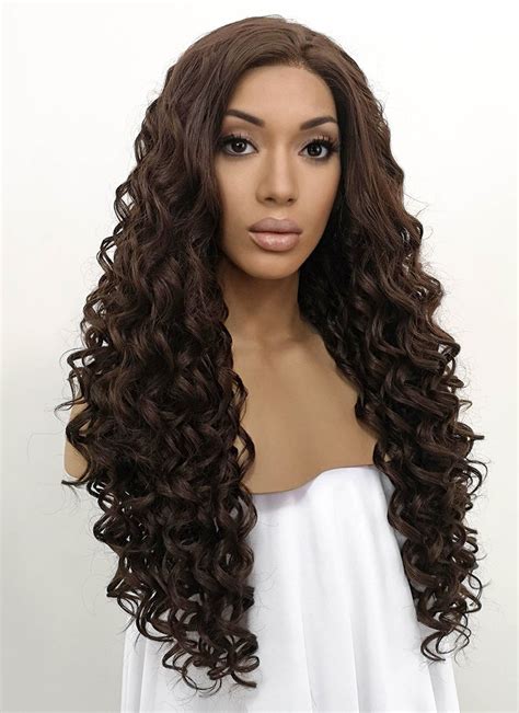 Brunette Spiral Curly Lace Front Synthetic Wig Lfb169 Wig Is Fashion