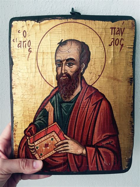 Byzantine Icon Of St Pauleggtempera On Canvasreligious Iconography