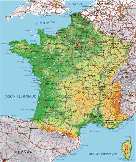 France Map Vector Physical And Administrative 01 Printable Editable