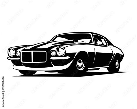 Chevy Camaro Car White Background Isolated Vector Silhouette Showing