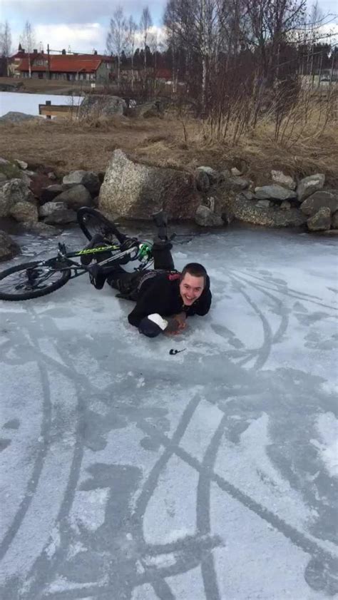 Cyclist Faceplants On Frozen Lake Jukin Licensing