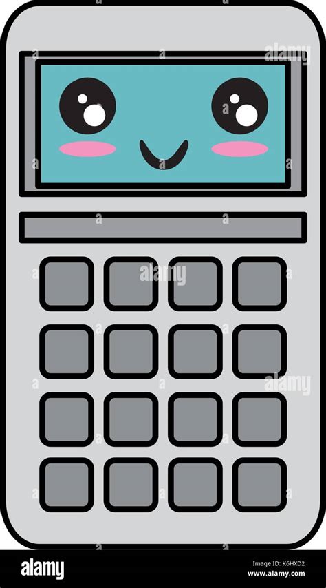Calculadora Matemática Kawaii Ilustración Vectorial Character Design