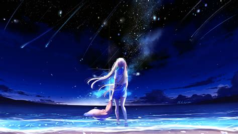 Starry Night Anime Girl 3840x2160 Wallpaper
