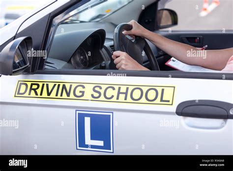 Learning To Drive A Car Driving School Stock Photo Alamy
