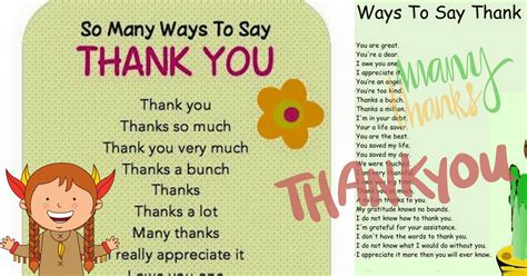 Use translate.com to cover it all. 30+ Delightful Ways to Say "Thank You" in English - ESL Buzz